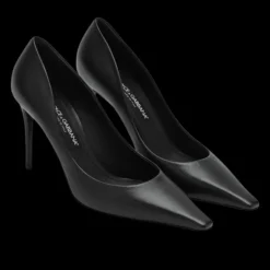 Escarpins DOLCE & GABBANA talon cuir noir logo DG doré