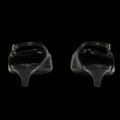 Escarpins DOLCE & GABBANA Slingback  à bride arrière cuir nappa noir logo DG doré