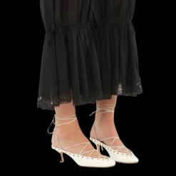 Escarpins ouverts CHLOE Ghilies cuir blanc lacet corset