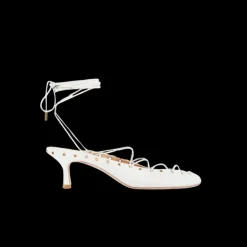 Escarpins ouverts CHLOE Ghilies cuir blanc lacet corset