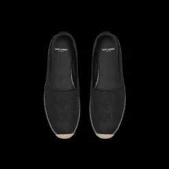 Espadrilles Saint Laurent en cuir noir logo