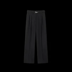 Fashion Show LACOSTE Pantalon droit à pince twill laine vierge mélangée noir ceinture logo crocodile