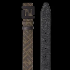 FENDI ceinture réversible noir motif FF marron