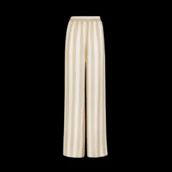 FENDI Pantalon large fluide soie Pequin ecru rayé beige