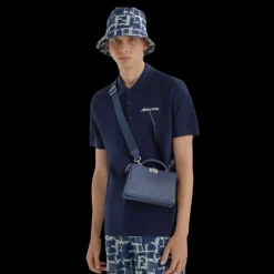 FENDI Polo classique piqué de coton bleu broderie Made in Fendi