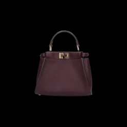 FENDI Sac Petit format Peekaboo Cuir bordeaux prune