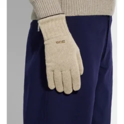 Gants ZEGNA Oasi Cashmere beige paume cuir