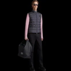 Gilet doudoune fine sans manches MONCLER Lechtal nylon noir