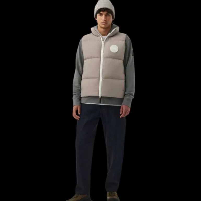 Gilet matelassé CCANADA GOOSE Lawrence nylon beige logo blanc