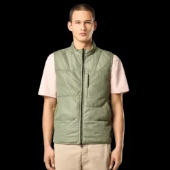 Gilet sans manche STONE ISLAND réversible ouate de polyester vert sauge
