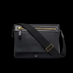 Grand Sac Messenger TOM FORD Icon cuir grainé noir Bandoulière
