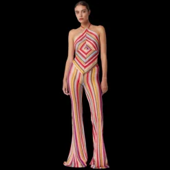 Haut encolure américaine MISSONI crochet rayé rouge