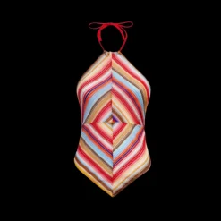 Haut encolure américaine MISSONI crochet rayé rouge