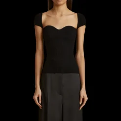 Haut KHAITE Ista encolure cœur bustier maille viscose noir