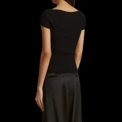 Haut KHAITE Ista encolure cœur bustier maille viscose noir