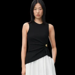 Haut LOEWE Pebble jersey coton côtelé stretch noir broche anagram