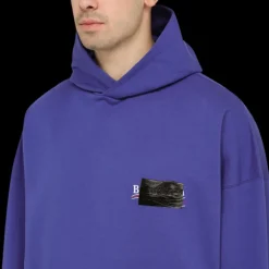 Hoodie BALENCIAGA sweat-shirt capuche Fit Large molleton coton bleu Political Campaign Patch