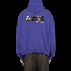 Hoodie BALENCIAGA sweat-shirt capuche Fit Large molleton coton bleu Political Campaign Patch