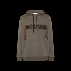 hoodie LANVIN coton vert marron broderie logo Curb