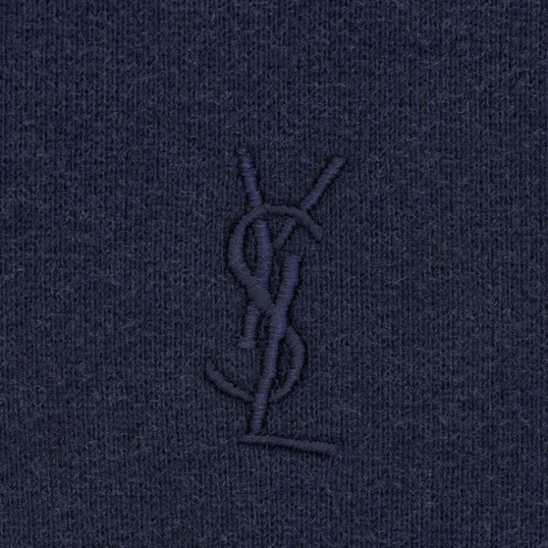 Hoodie SAINT LAURENT Cassandre coton bleu marine broderie YSL