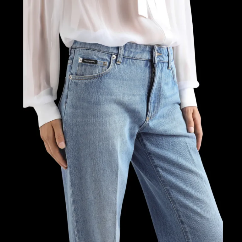 Jean ample DOLCE & GABBANA en denim coton bleu pli pressé