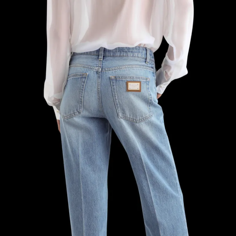 Jean ample DOLCE & GABBANA en denim coton bleu pli pressé