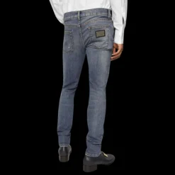 Jean Dolce Gabbana skinny à taille mi-haute plaque logo dg