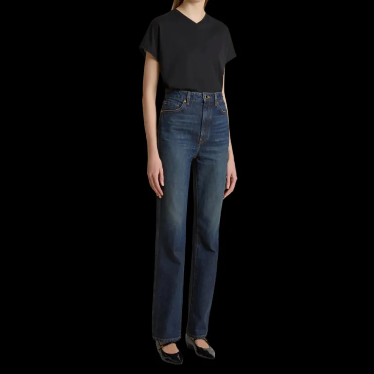 Jean droit KHAITE Danielle coton denim bleu brut