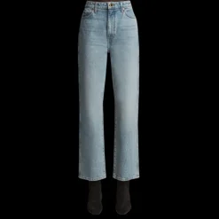 Jean droit taille haute AKHAITE bigail coton denim bleu clair