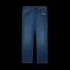 Jean fuselé OFF WHITE brut délavé bleu denim broderie logo blanc