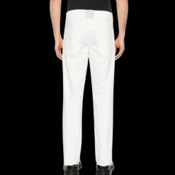 Jean LANVIN coupe droite coton blanc patch logo cuir blanc dos