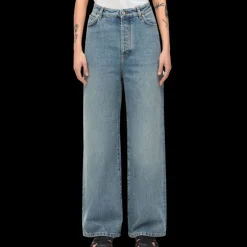 Jean large LOEWE taille haute denim coton bleu délavé