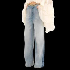 Jean palazzo CHLOE large denim souple coton bio bleu clair