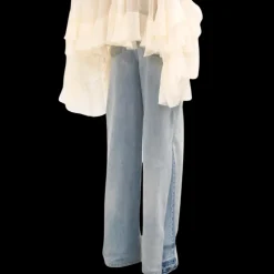 Jean palazzo CHLOE large denim souple coton bio bleu clair