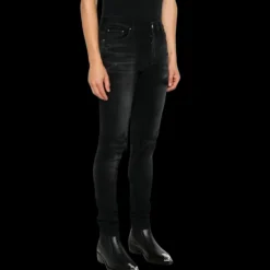 Jeans AMIRI MX1 Bandana Jacquard Slim denim coton noir délavé