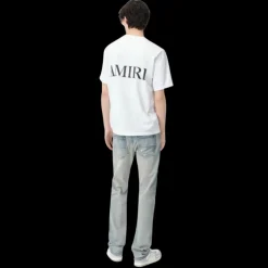 Jeans AMIRI Slim denim coton bleu clair délavé