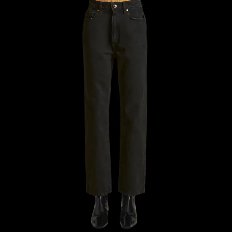 Jeans KHAITE Abigail droit taille haute denim coton noir
