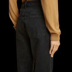 Jeans KHAITE Abigail droit taille haute denim coton noir