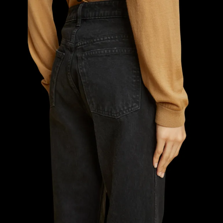Jeans KHAITE Abigail droit taille haute denim coton noir