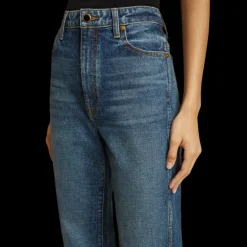 Jeans KHAITE Danielle taille haute denim coton stretch bleu