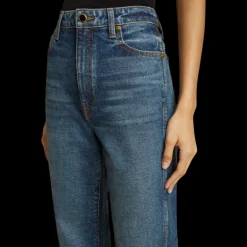 Jeans KHAITE Danielle taille haute denim coton stretch bleu archer