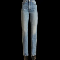 Jeans taille Haute KHAITE Danielle droit long denim bleu bryce