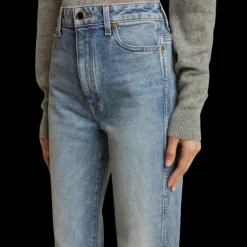 Jeans taille Haute KHAITE Danielle droit long denim bleu bryce
