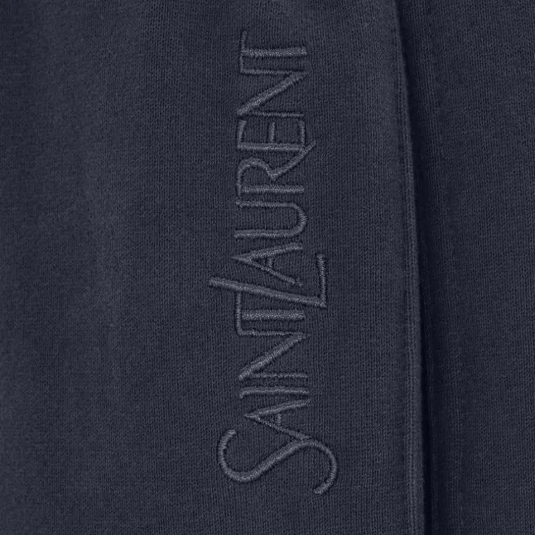 Jogging SAINT LAURENT taille élastique molleton coton satin noir