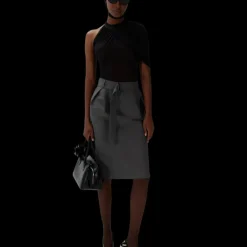 Jupe aux genoux MAGDA BUTRYM laine soie gris ceinture