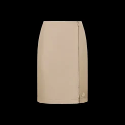Jupe aux genoux MONCLER gabardine nylon beige zip coté