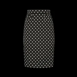 Jupe crayon DOLCE GABBANA mi mollet charmeuse noir pois blanc