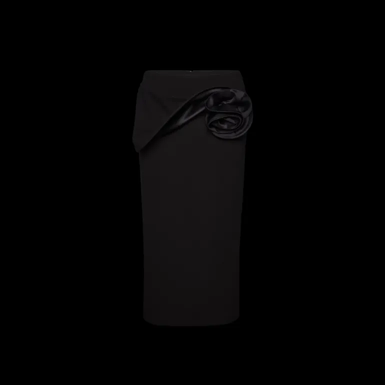 Jupe midi crayon MAGDA BUTRYM fleur 3D viscose noir