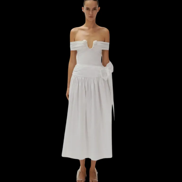 Jupe mi-longue MAGDA BUTRYM ample à nouer en coton blanc