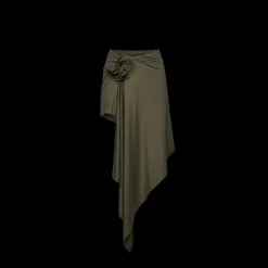 Jupe paréo MAGDA BUTRYM court asymétrique kaki fleurs